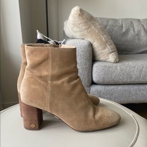 Tan suede leather Tory Burch Bootie